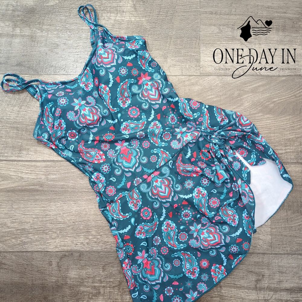 Eomenie Paisley Swimdress One Piece Swimsuit Size S - Picture 3 of 8